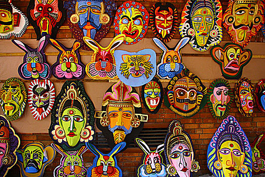 彩色,面具,售出,艺术,达卡,大学,新年,孟加拉,四月,2009年