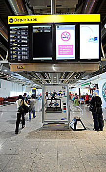 展示,乘客,机场,大门,等候区,希斯罗机场,国际,伦敦,英格兰,英国,欧洲
