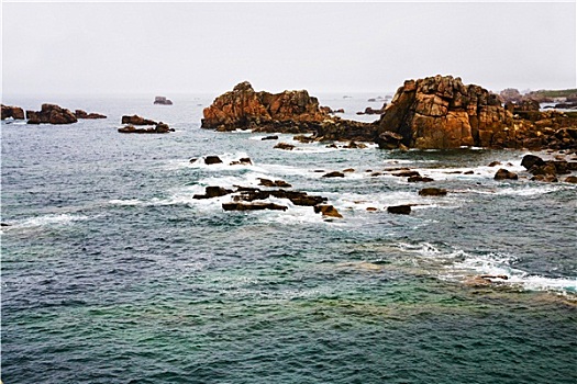岩石,海岸线,大西洋,布列塔尼半岛