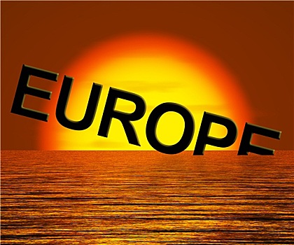 欧洲,沉没,日落,展示,沮丧,不景气,经济
