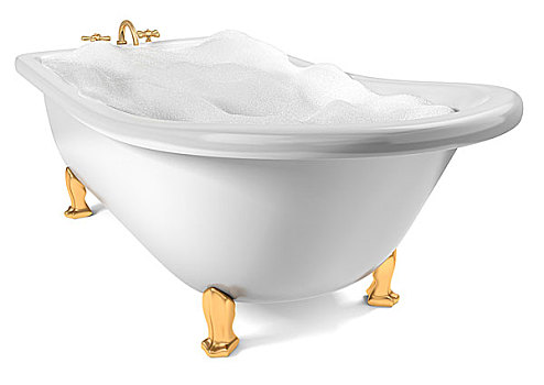 铸铁,站立,浴缸,白色背景