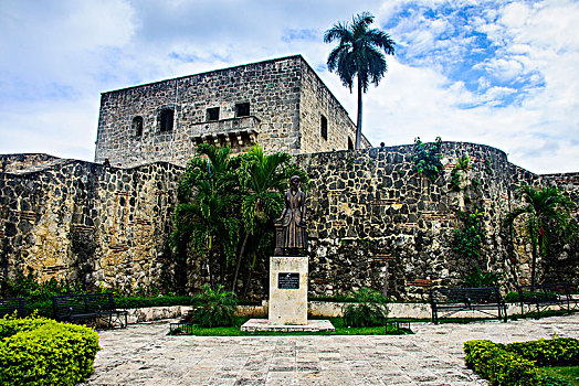 城堡,广场,世界遗产,景象,老城,圣多明各,多米尼加共和国