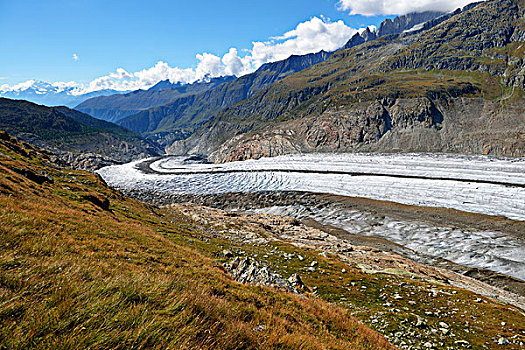 山麓,冰河,瓦莱州,瑞士,欧洲