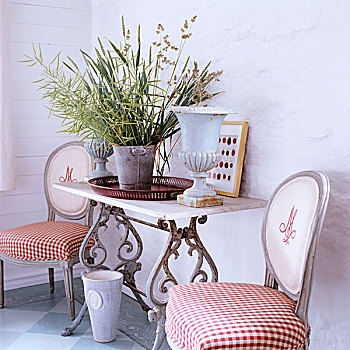 小,桌子,植物,两个,椅子,19世纪,德国,房子,装饰,斯堪的纳维亚,风格