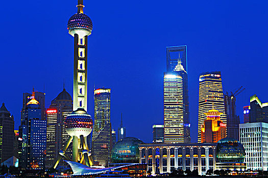 上海陆家嘴,外滩,现代建筑群,夜景