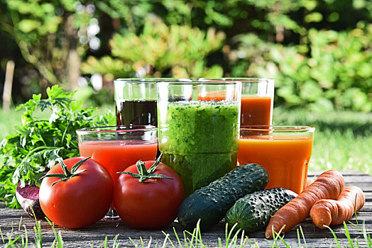 玻璃杯,新鲜,有机,果汁,花园