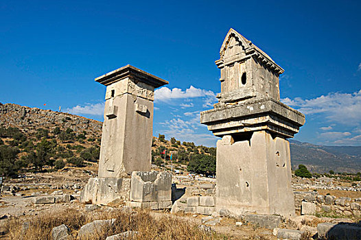 柱子,陵墓,利西亚,南海岸,土耳其