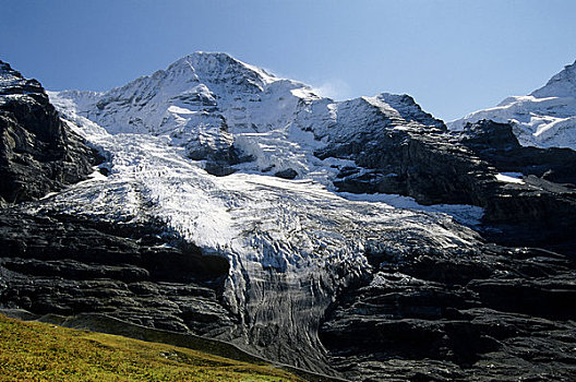 瑞士,伯恩高地,艾格尔峰,冰河