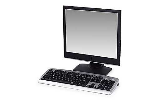 电脑,宽屏显示器,隔绝,白色背景