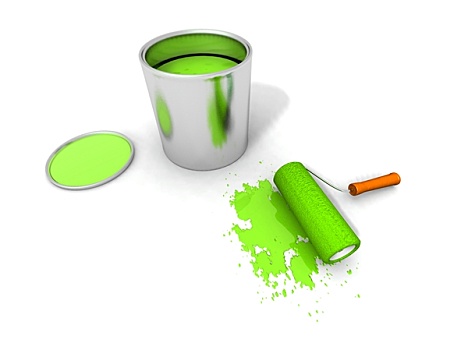 油漆滚,绿色,油漆桶