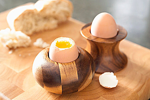 半熟,蛋,木质,蛋杯