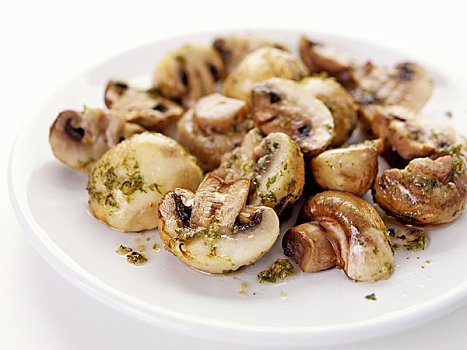 油炸,蘑菇,蒜