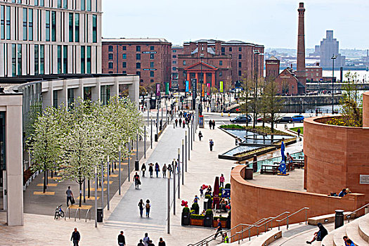 风景,利物浦,一个,购物中心,复杂,看,港口