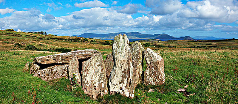 古老,巨石墓,遗址,巴岭斯基里格海湾,凯瑞郡,爱尔兰