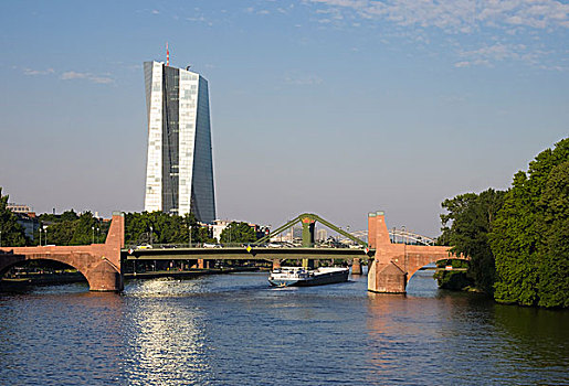 桥,河,新,欧洲,中央银行,法兰克福,黑森州,德国