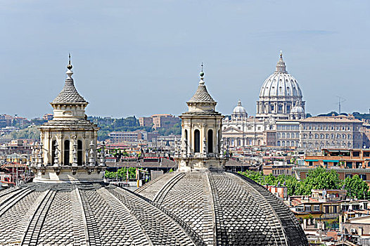 圆顶,巴洛克,相似,教堂,圣马利亚,蒙特卡罗,圣彼得大教堂,梵蒂冈,背影,罗马,意大利,欧洲