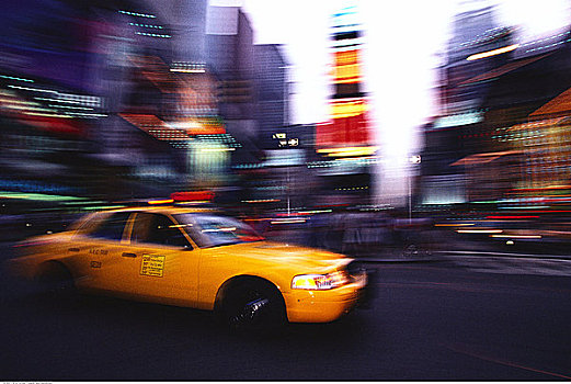 出租车,城市街道,纽约,美国