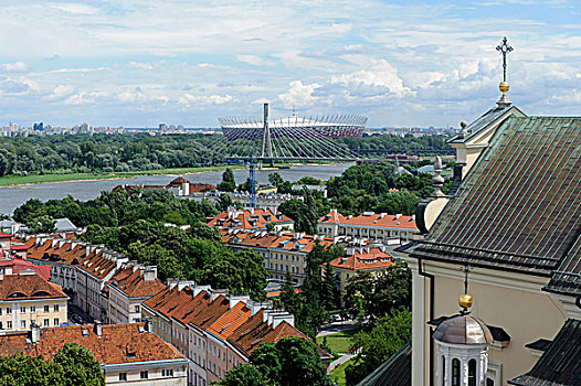 风景,城堡广场,体育场,华沙,省,波兰,欧洲