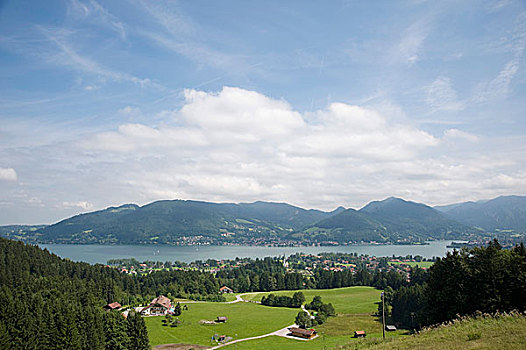 风景,泰根湖,湖,巴伐利亚阿尔卑斯山,德国