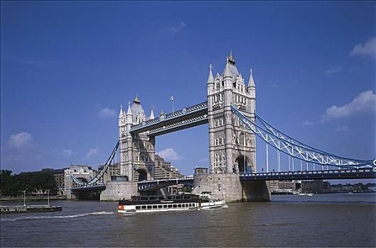 泰晤士河,船,桥,伦敦,英国,欧洲