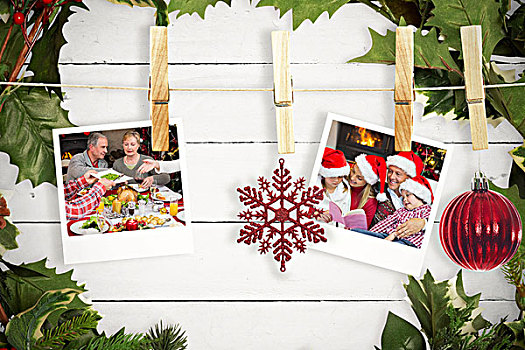 合成效果,图像,悬挂,圣诞节,照片,白人,木头