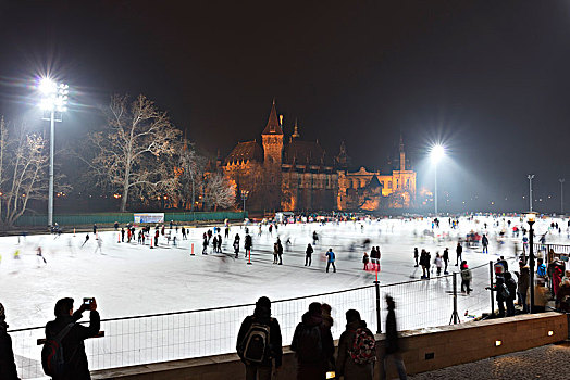 滑冰,英雄广场,布达佩斯,匈牙利