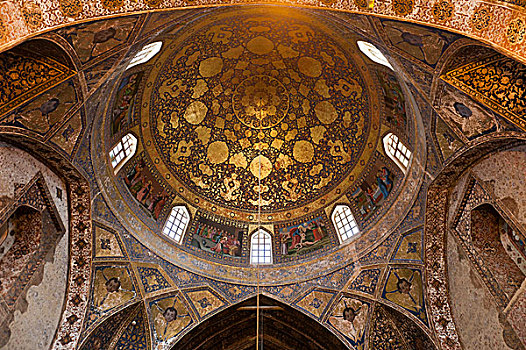 亚美尼亚宗徒教会,圆顶,金色,装饰,伯利恒,教堂,地区,伊斯法罕,伊朗,亚洲