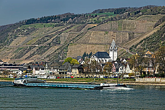 风景,上方,莱茵河,莱茵兰普法尔茨州,德国,欧洲