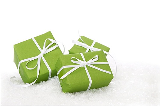 绿色,礼盒,系,白色,丝带,礼物,隔绝,圣诞节,生日