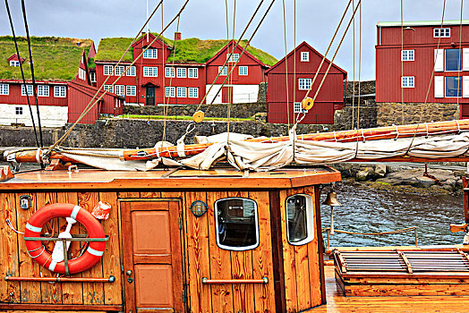 传统,木船,托尔斯港,岛屿,法罗群岛,丹麦
