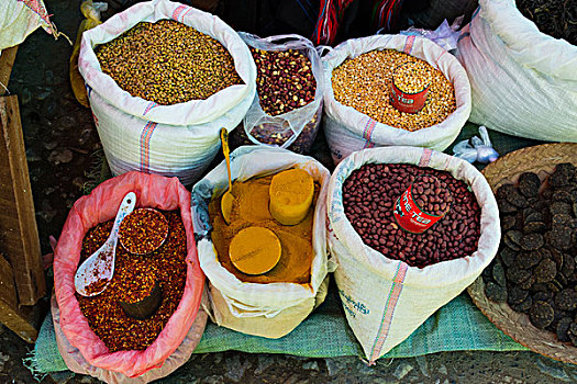 缅甸,掸邦,市场,调味品,豆,出售