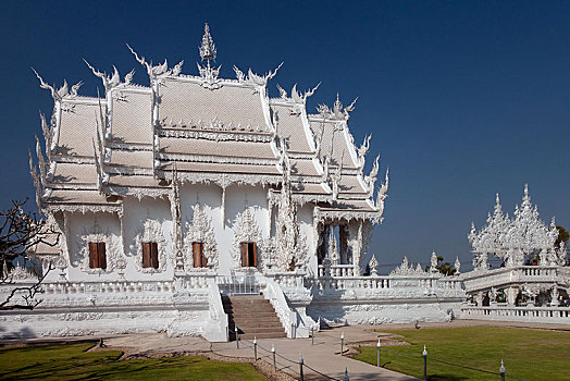 白色,庙宇,寺院,清莱,北方,泰国,亚洲