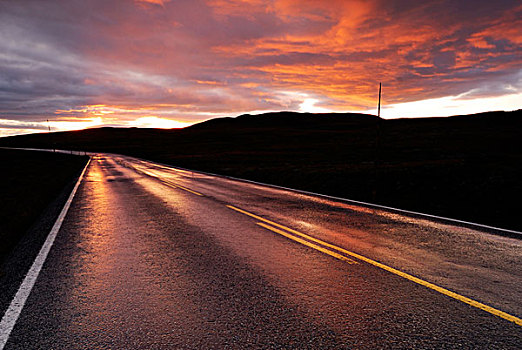 公路,日出,挪威,欧洲