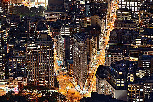 纽约,熨斗大厦,特写,夜晚,911事件,一个,摩天大楼,象征