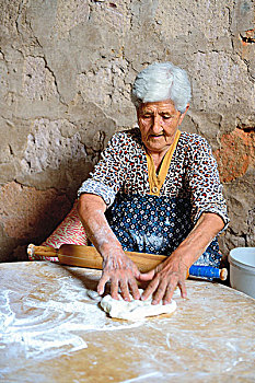 女人,岁月,老,烘制,特色,扁平面包,亚美尼亚,亚洲