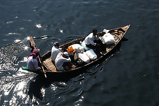 一个,污染,河,孟加拉,六月,2007年