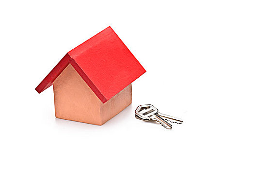 红色,屋顶,房子,房钥匙