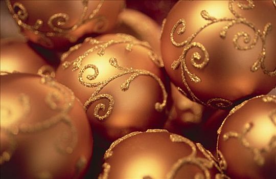 金色,圣诞树球,装饰