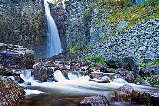 瀑布,瑞典,国家公园,达拉那,欧洲