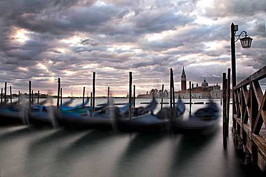 小船,泻湖,威尼斯,日出,意大利