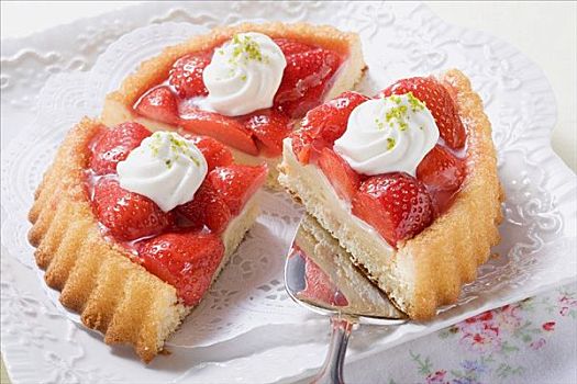 草莓,果馅饼,奶油,三个