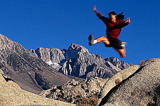 跳跃,石头,内华达山脉
