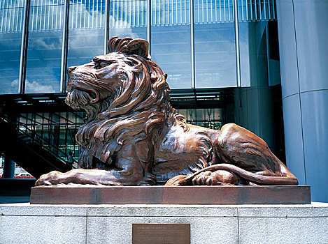 香港回归十周年图片展览汇丰银行铜狮