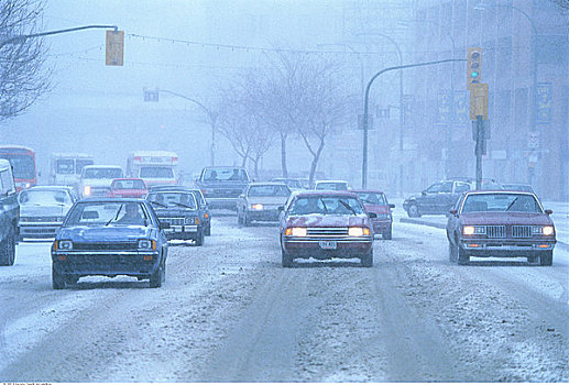冬天,交通,曼尼托巴,加拿大
