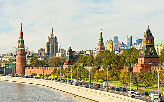 莫斯科,克里姆林宫,现代,摩天大楼,俄罗斯,欧洲