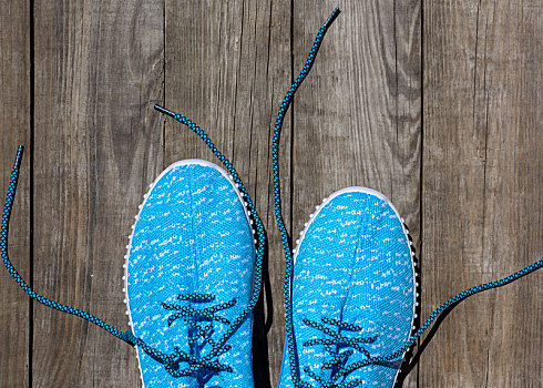 一对,蓝色,纺织品,鞋