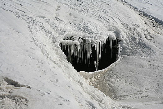 青海,可可西里,马兰冰川上的冰洞