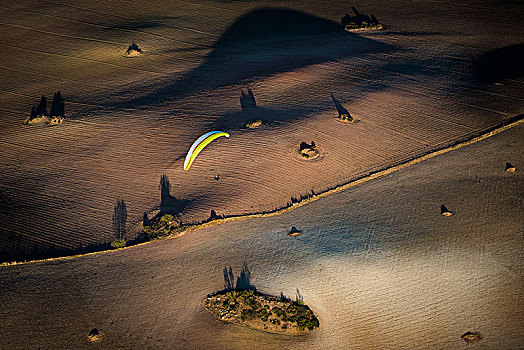 滑翔伞,上方,安达卢西亚,风景,晚上,亮光,航拍,卡迪兹,西班牙