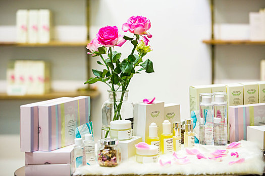 化妆品,玫瑰花,花瓣,粉红,店铺,室内,盒装