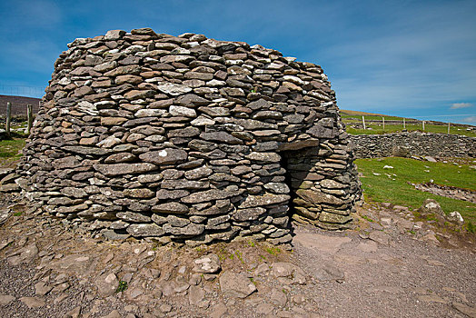 历史,石头,小屋,丁格尔半岛,爱尔兰,欧洲